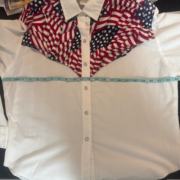 Vintage H Bar C California Ranchwear American Flag Pearl Snap - Picture 10 of 12
